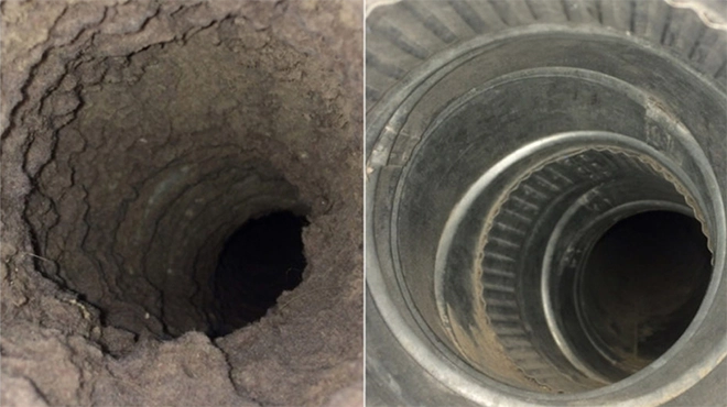 Before and after of dirty vent.