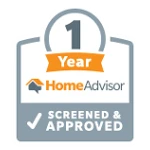 HomeAdvisor 1 year screened and approved badge.