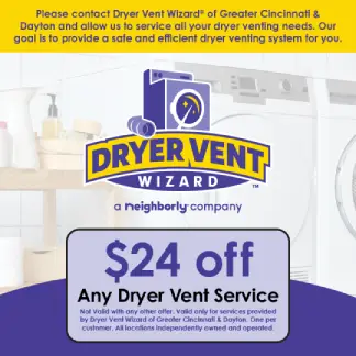 Dryer vent wizard advertisement.