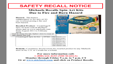 A picture of a safety recall notice titled 